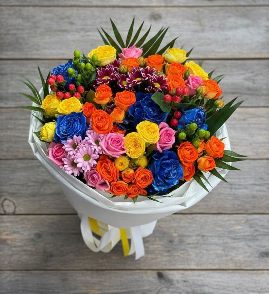 Букет цветов из: Розы и Хризантемы в Кунгуре