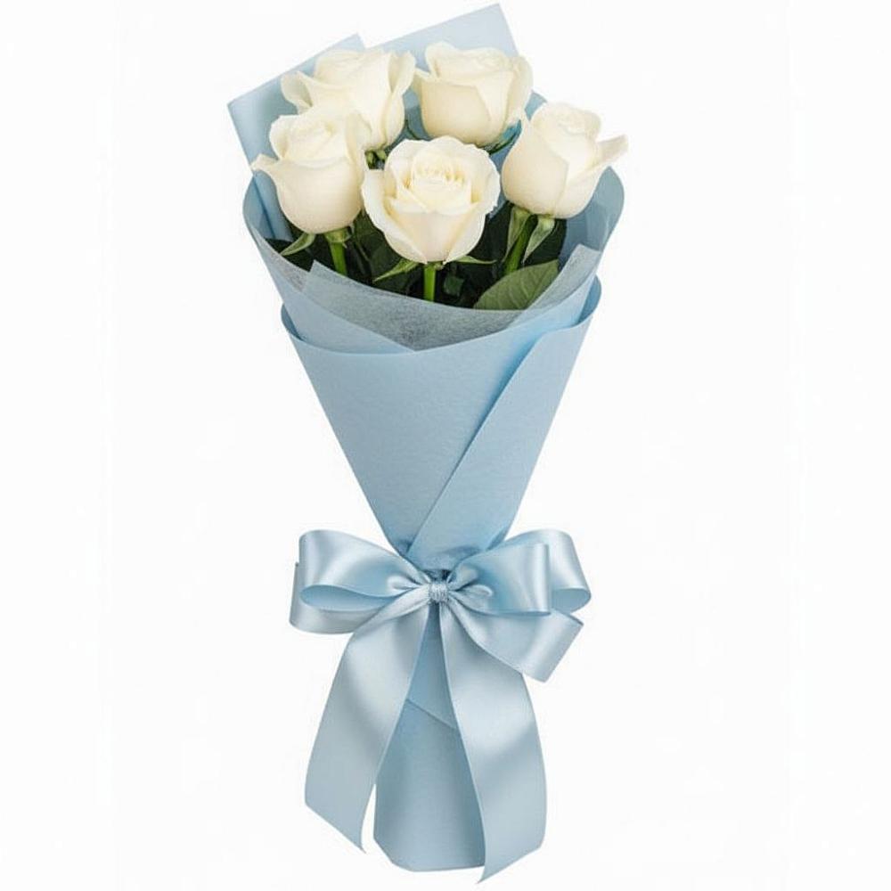 Букет 5 Белых роз Проуд в Кунгуре