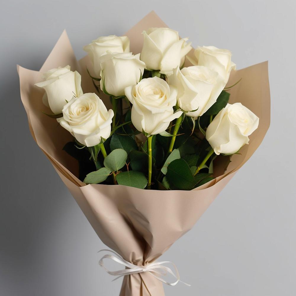 Букет 9 Белых роз Эдлесс Лав в Кунгуре