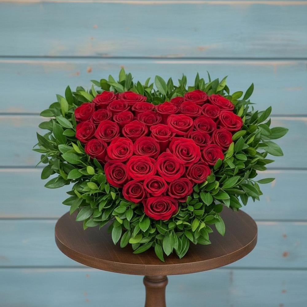 Цветочная композиция из Розы в виде сердца в Кунгуре