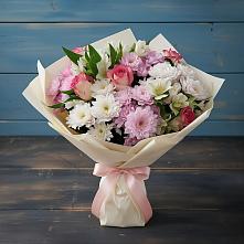 Букет цветов из:  Хризантемы, Альстромерии и Розы в Кунгуре