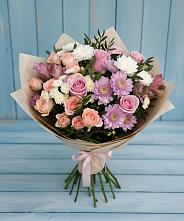 Букет цветов из:  Хризантемы, Розы и Альстромерии в Кунгуре