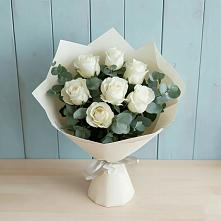 Букет Белые розы в Эвкалипте #REPLACE_PRED# Кунгуре